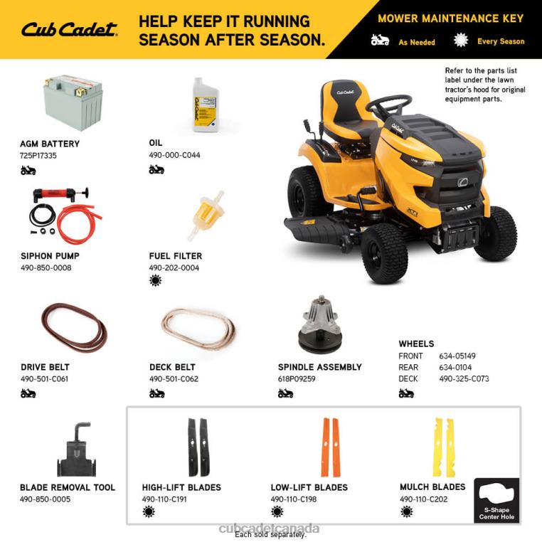 Equipment N4X8R39 Cub Cadet XT1 LT42B