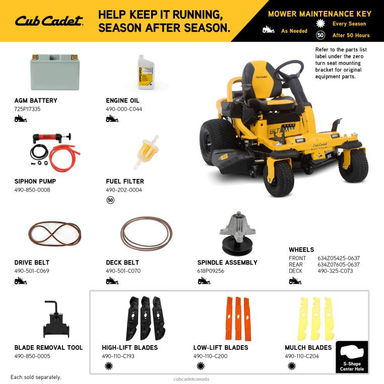 Equipment N4X8R12 Cub Cadet ZTS2 50